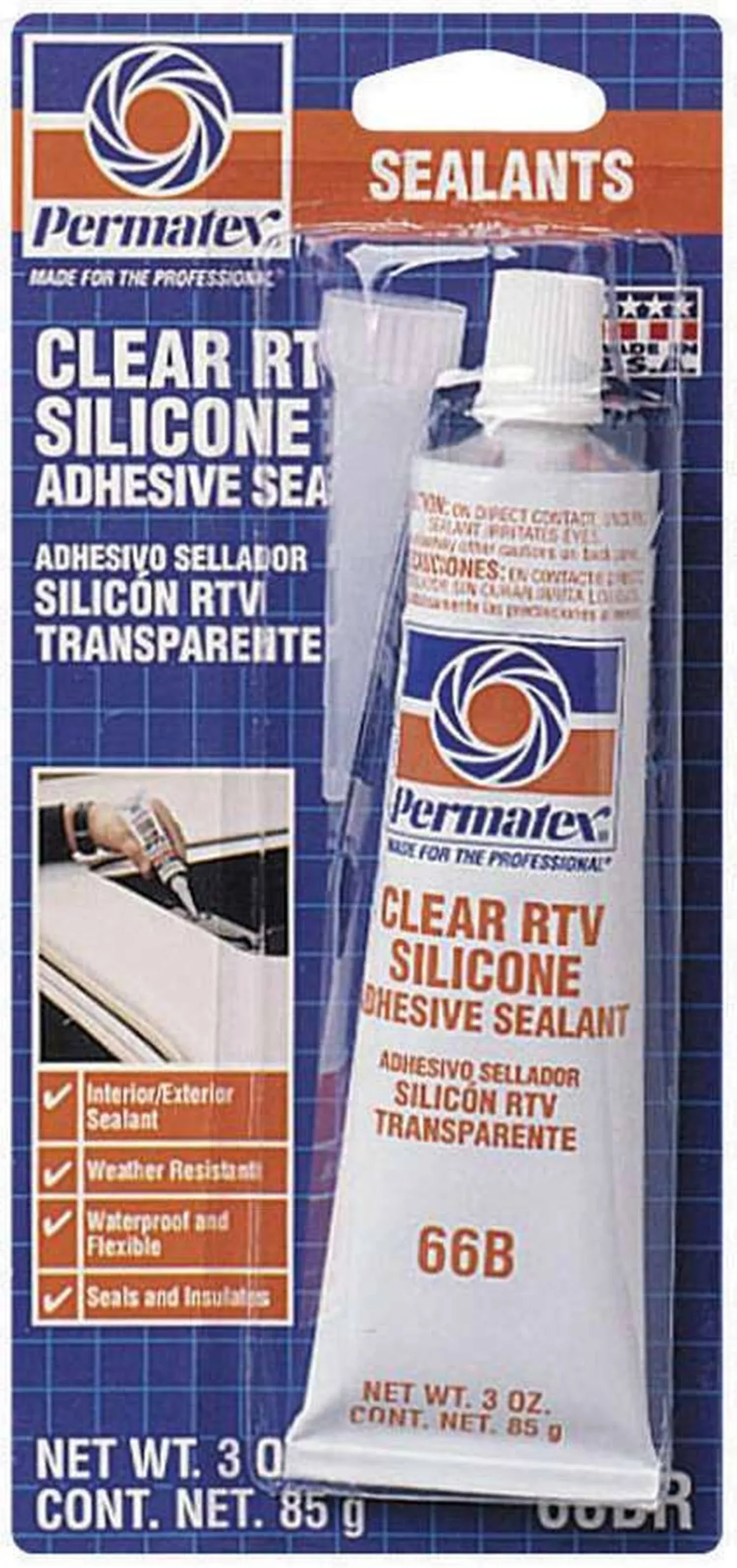 Permatex 80050 Clear RTV Silicone Adhesive Sealant 3 oz Tube