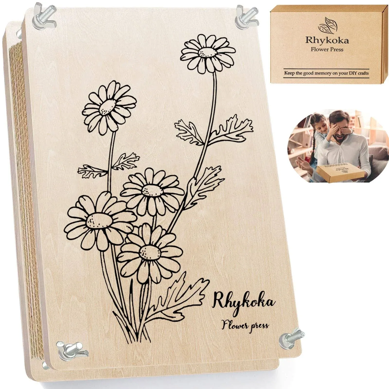 Rhykoka Large Flower Press Kit for Adults, 10 Layers 11.8 x 8.3 Inches DIY Wood Flower Leaf Plant Press Kit Flower Pressing Kit, Great Gift for DIY Arts and Crafts Lovers (Light Beige)