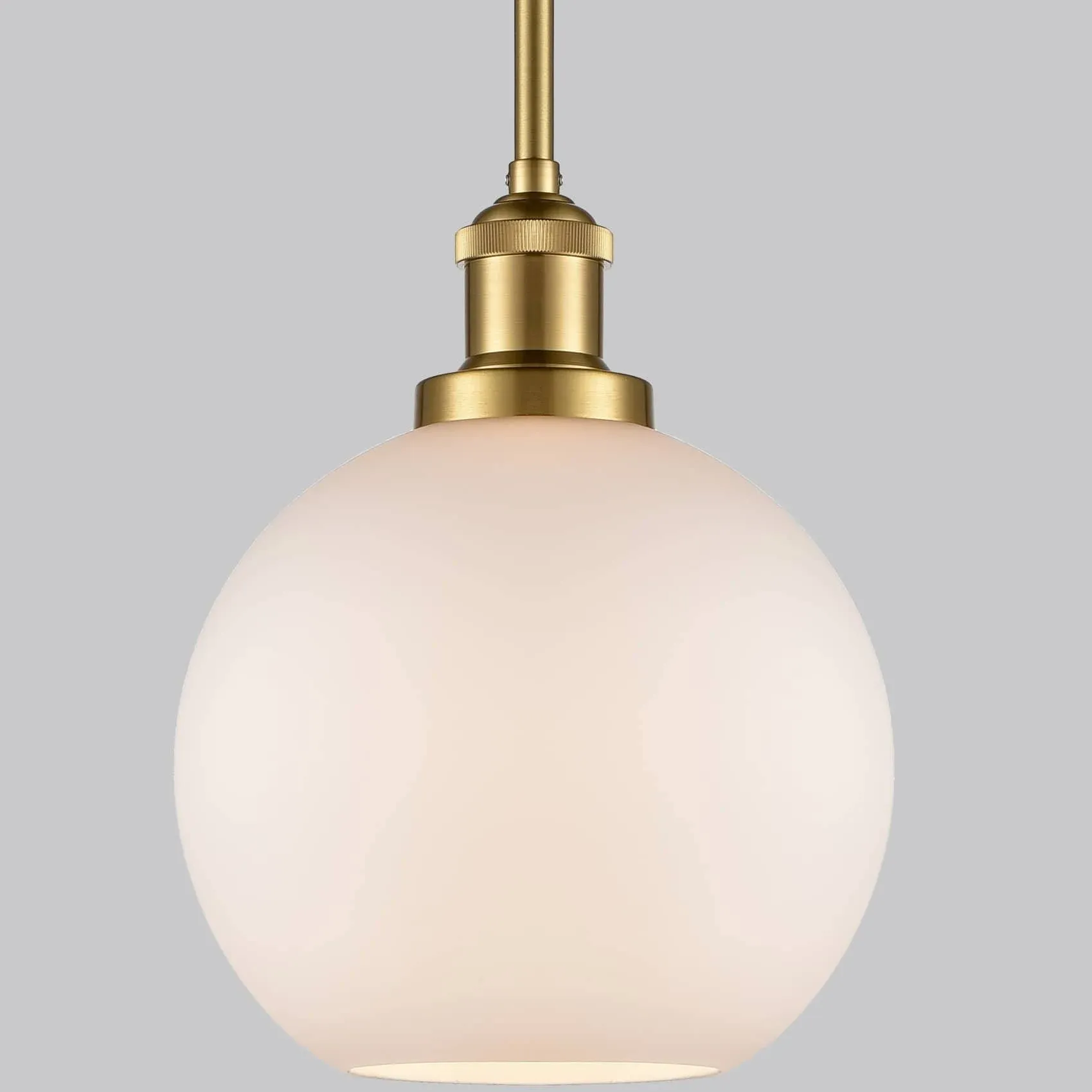 Modern Farmhouse Brass Gold Pendant Light Kitchen Island Opal Milk Glass Globe