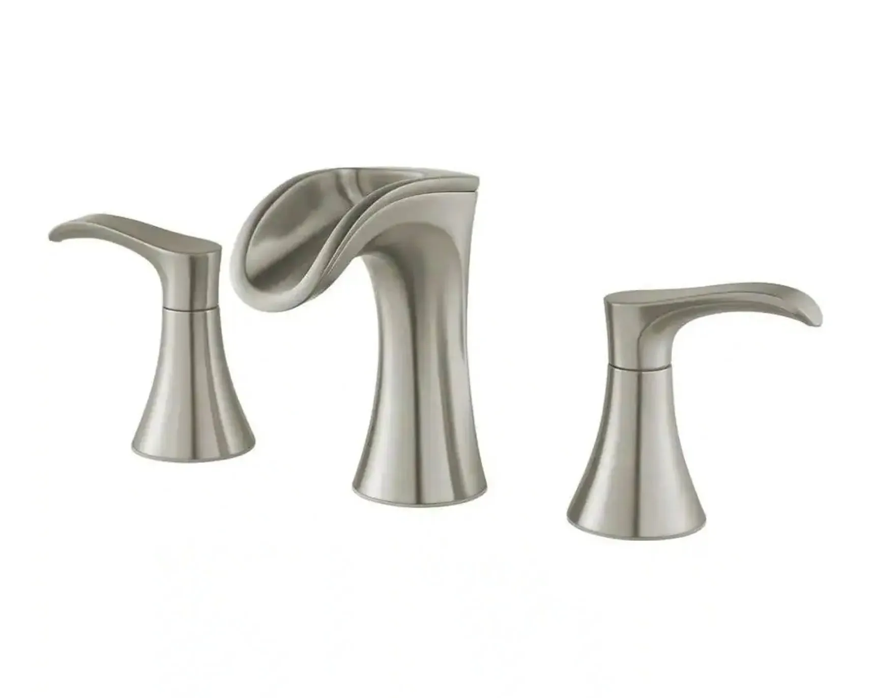 Brea 8 in. Widespread 2-Handle Waterfall Bathroom Faucet in Brushed Nickel