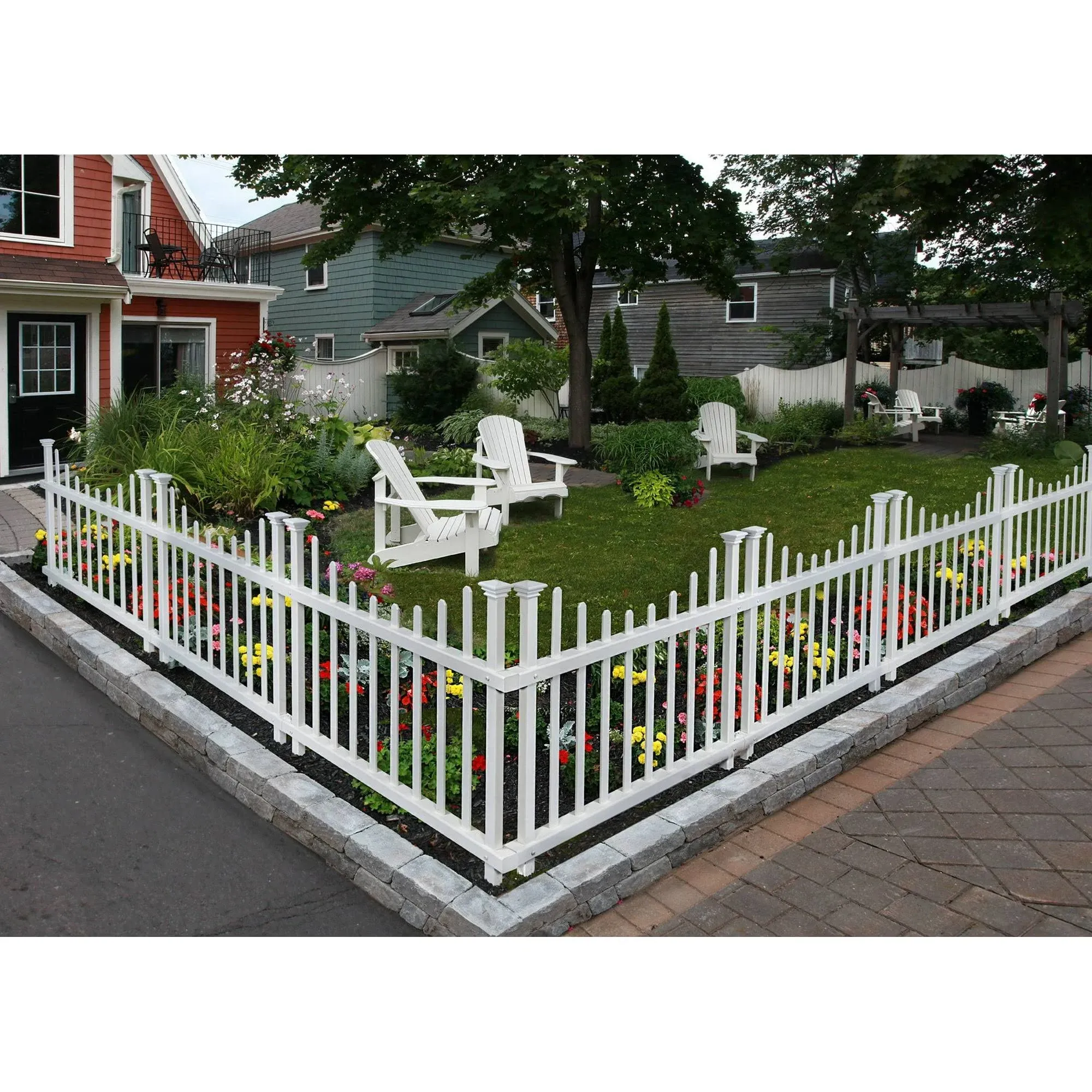 2.5ft H x 3.5ft W (2 Panels) No Dig Zippity Washington Fence Kit, White Vinyl Picket Fence Panels, Easy DIY Decorative Fencing for Yard, Patio, or Deck, Temporary Outdoor Border for Garden, ZP19048