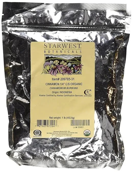 Organic Cinnamon C/S Starwest Botanicals 1 lbs Bulk