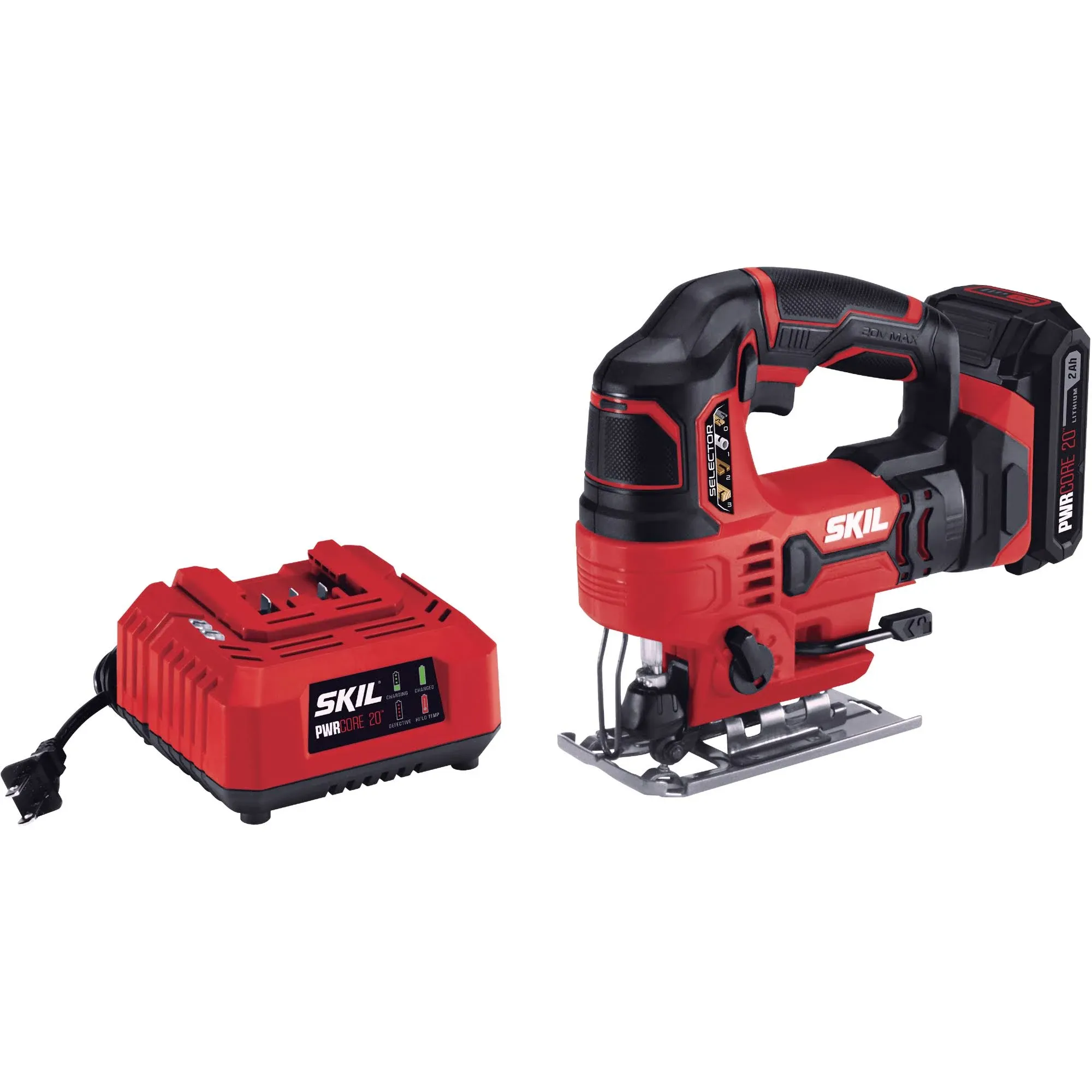 Refurbished Skil Pwr Core 20 20V 7/8-Inch Stroke Cordless Jigsaw, 2.0Ah Lithium Battery & Charger, JS820302