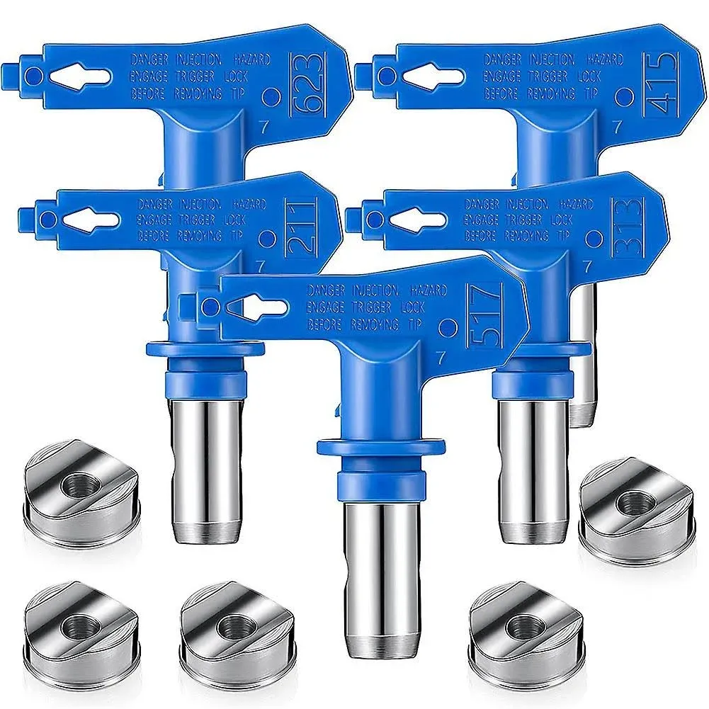 Reversible Nozzles Paint Spray Tips Airless Sprayer Nozzles Spraying Machine Parts in Blue for Homes Buildings Decks or Fences(5 Pieces,211, 313, 415, 517, 623)