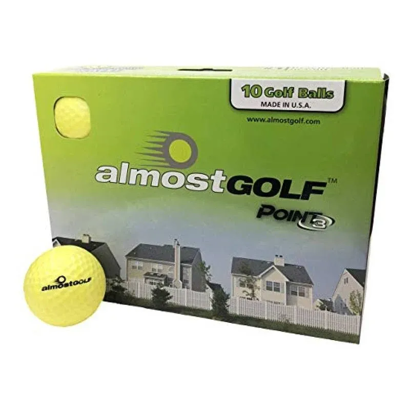 Best practice golf balls on the planet. Perfect for golf training. Solid contact for great feedback. Limited flight for backyard use. Safe for indoors. by AlmostGolf (10 Pack Yellow)