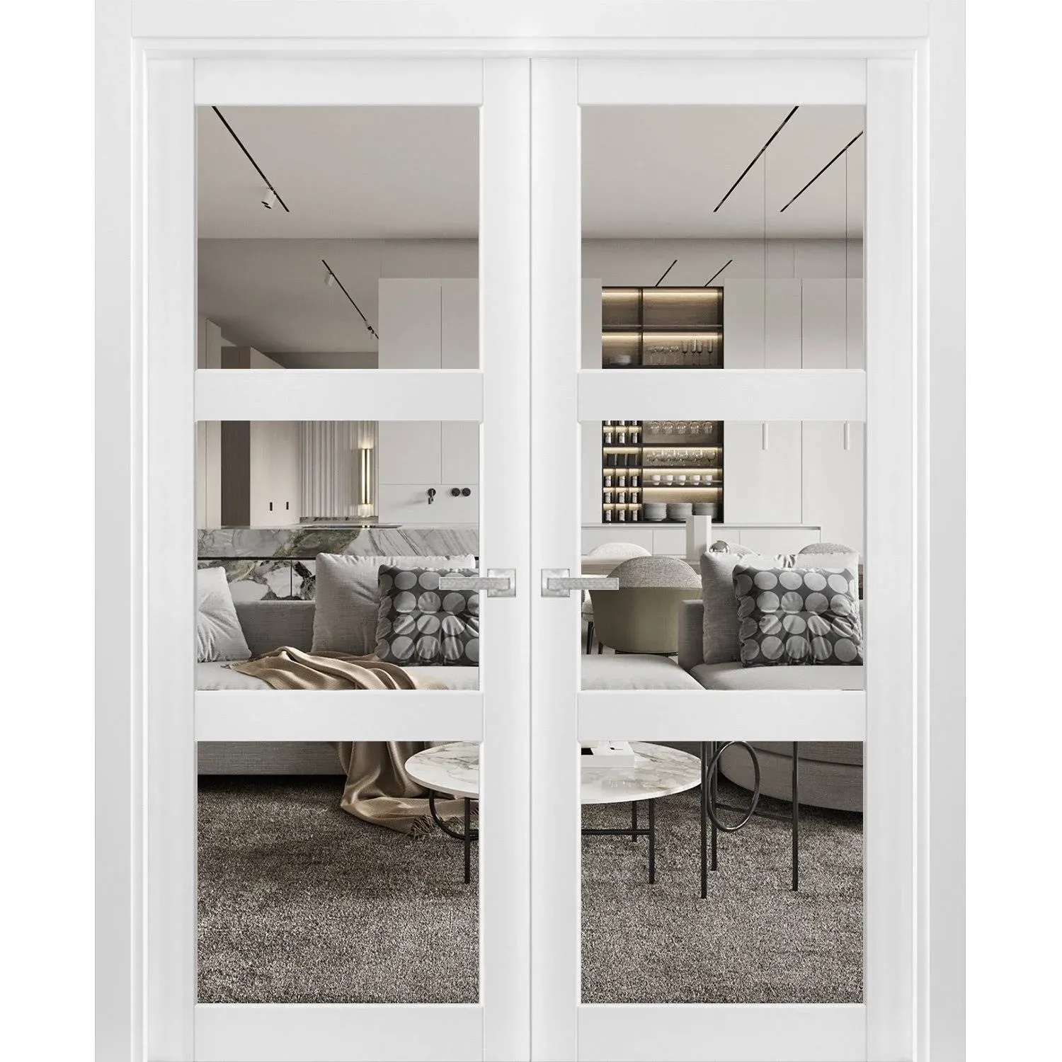 Double French Interior Door, 72" x 96", White