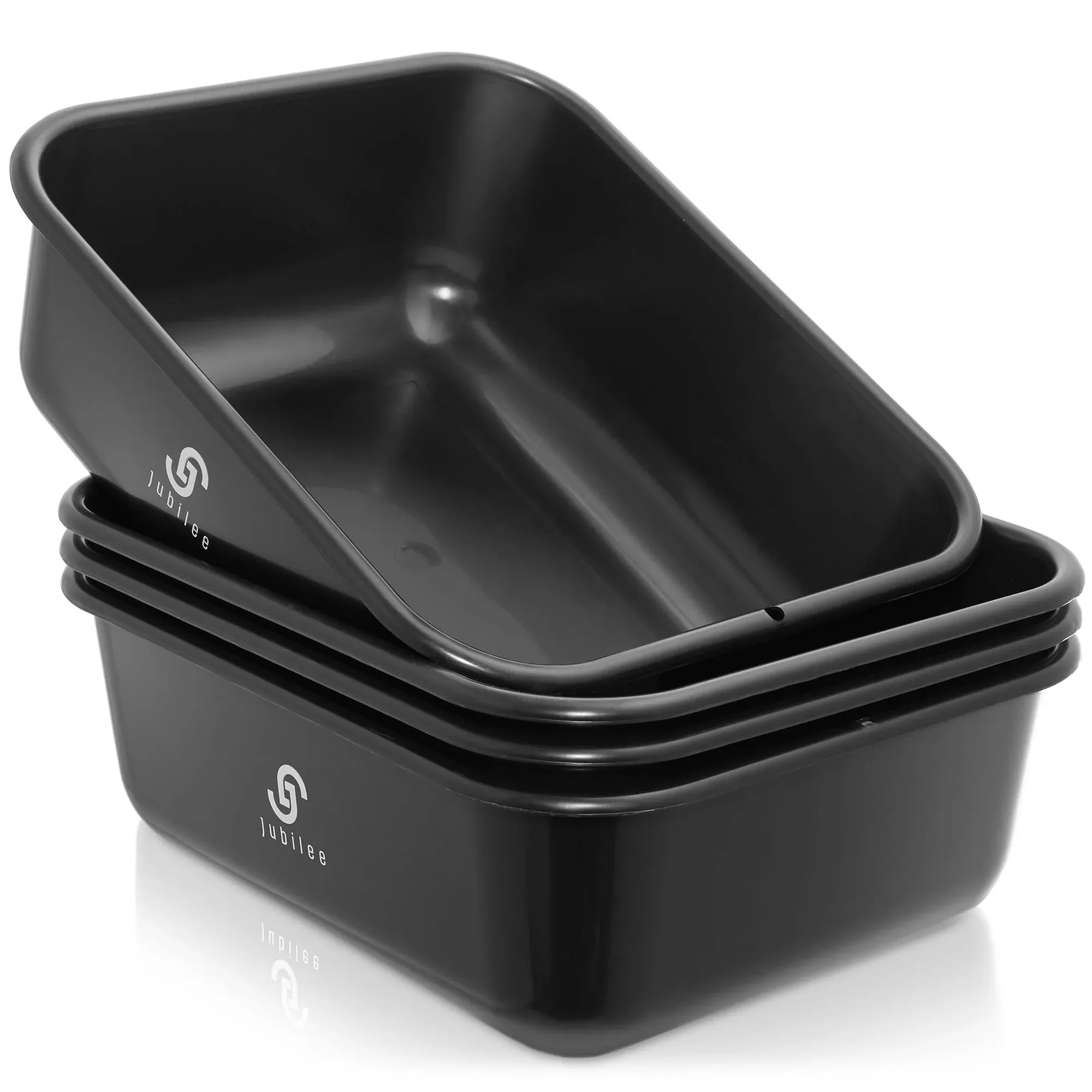 Jubilee 4-pk Commercial Bus Box/Utility Tub - Plastic Storage Dish Bin, 20L - Black - 20 L