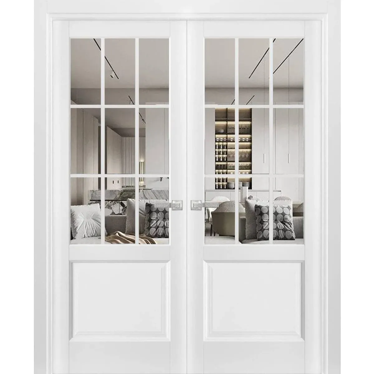 SARTODOORS Solid French Double Doors 80 inches Glass