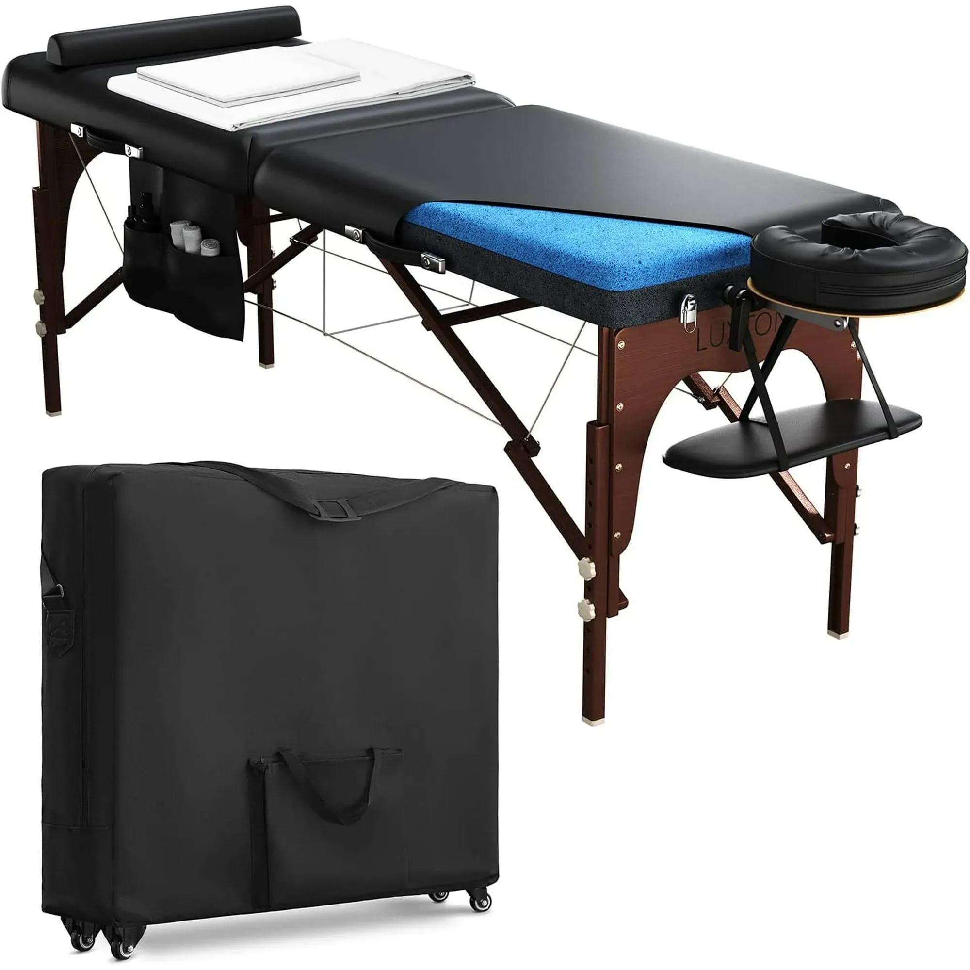 Luxton Home Premium Memory Foam Massage Table with Rolling Carrying Travel Case ...