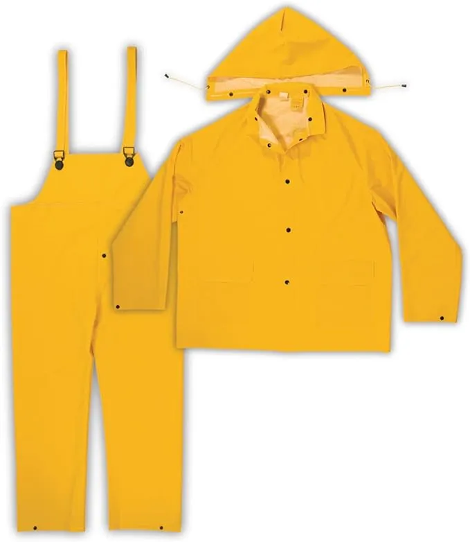 Custom Leathercraft mens Duty Clc 3 Piece Heavyweight Pvc Rain Suit Size X Large 872008, Yellow, X-Large US