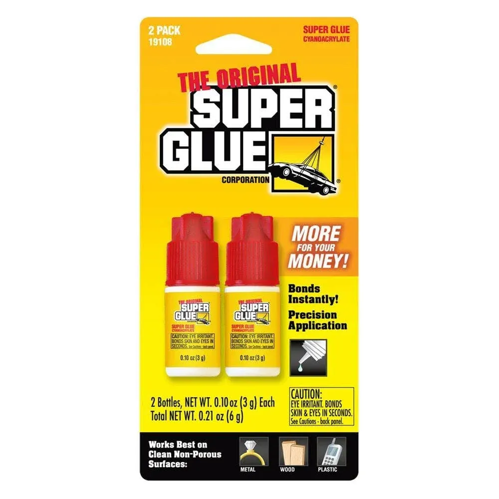 Super Glue Liquid - Clear - Two 3 Gram Bottles - (Pack of 12)