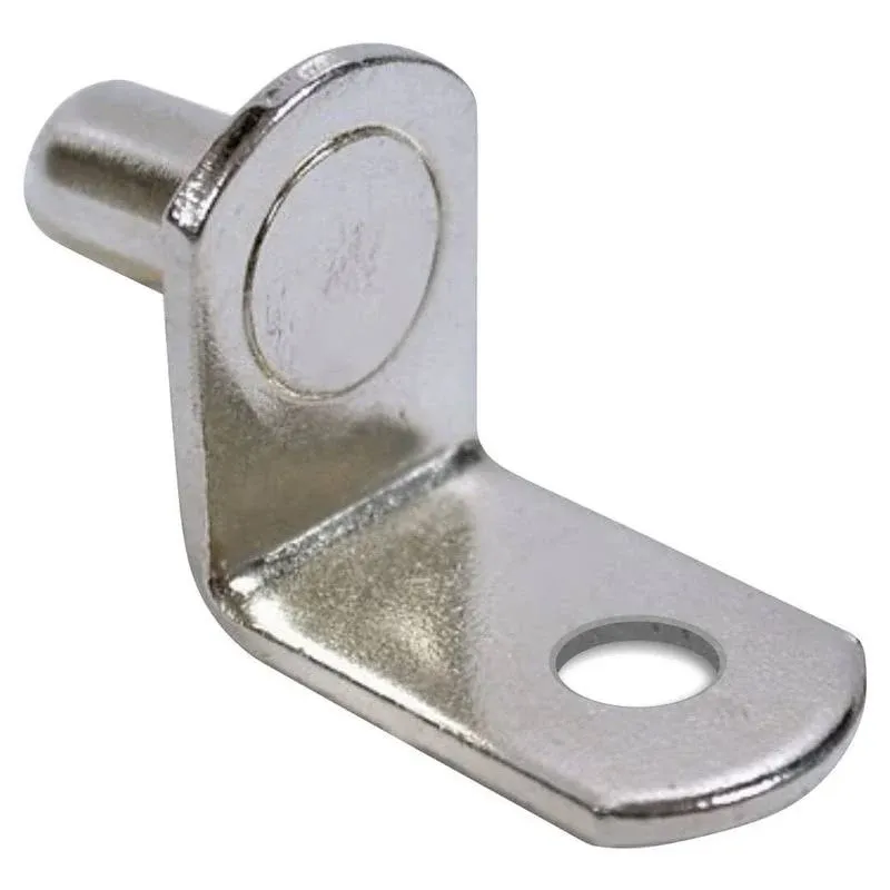 5mm L-Shaped Support Shelf Bracket Pegs With Hole, Nickel, 50 Pack