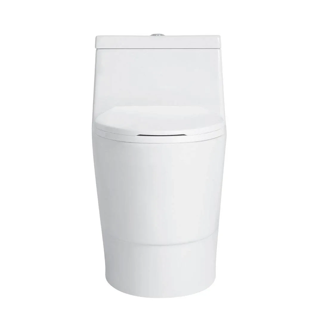 Fine Fixtures MOTB12W Modern Dual Flush Elongated One-Piece Toilet (Seat Included)