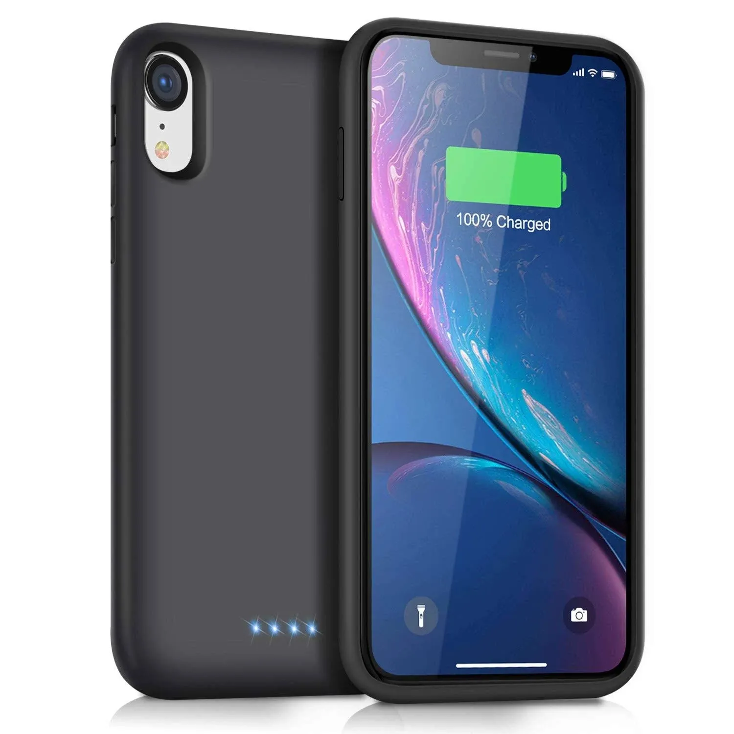 iPhone XR Battery Case [6800mAh] Protective Portable Charger Rechargeable Power Bank Cover - Black