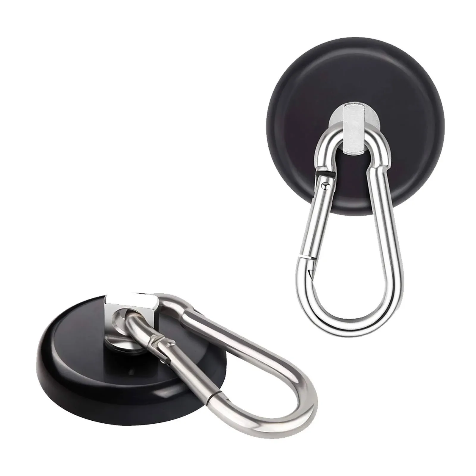 Ant Mag Magnetic Hooks 140LBS Heavy Duty Neodymium Magnet with Swiveling Carabiner Magnet Snap Hook for Indoor/Outdoor Hanging Bag Kitchen Garage Magnet Type Cruise Ship Magnetic Hook (2 Pack Black)