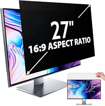 Computer Privacy Screen 27 Inch for 16:9 Widescreen Monitor, Removable 27inch Anti Blue Light Anti Glare Monitor Privacy Filter Shield (23 9/16" x 13 1/4")