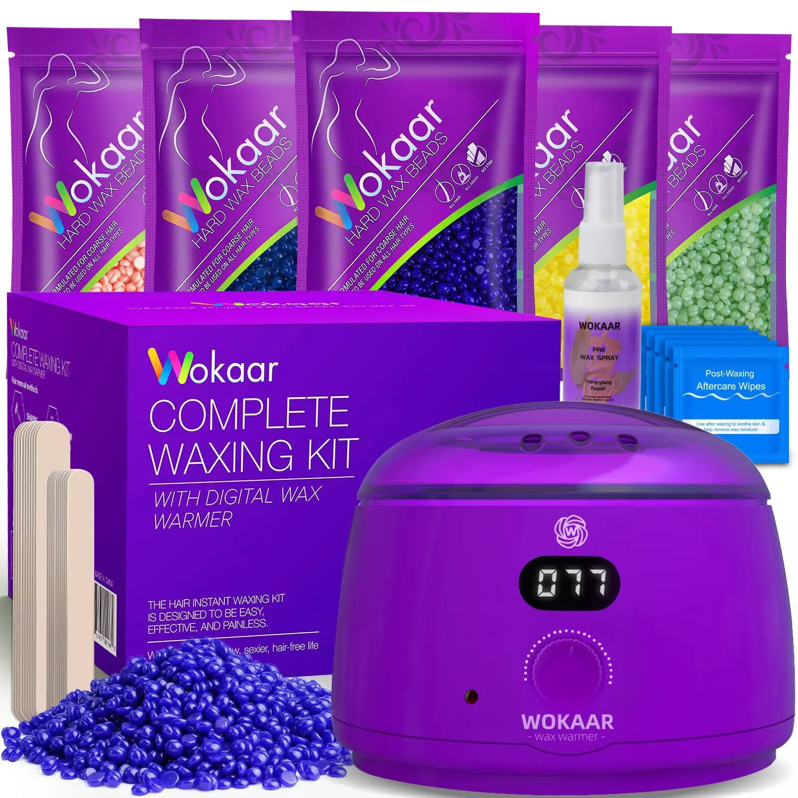 Wokaar Full Body Waxing Kit for Women Men NEW 17.6 oz Wax Beads,Gentle