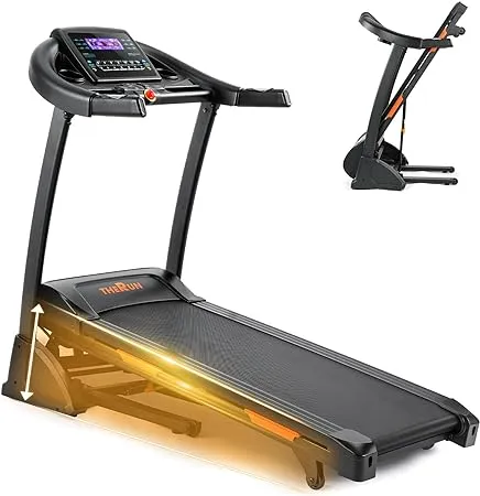 THERUN Incline Treadmill, Treadmill for Running and Walking, 300 lbs Capacity Treadmill with Auto Incline, Wide Belt, 3.5HP, App, Heart Rate, Black