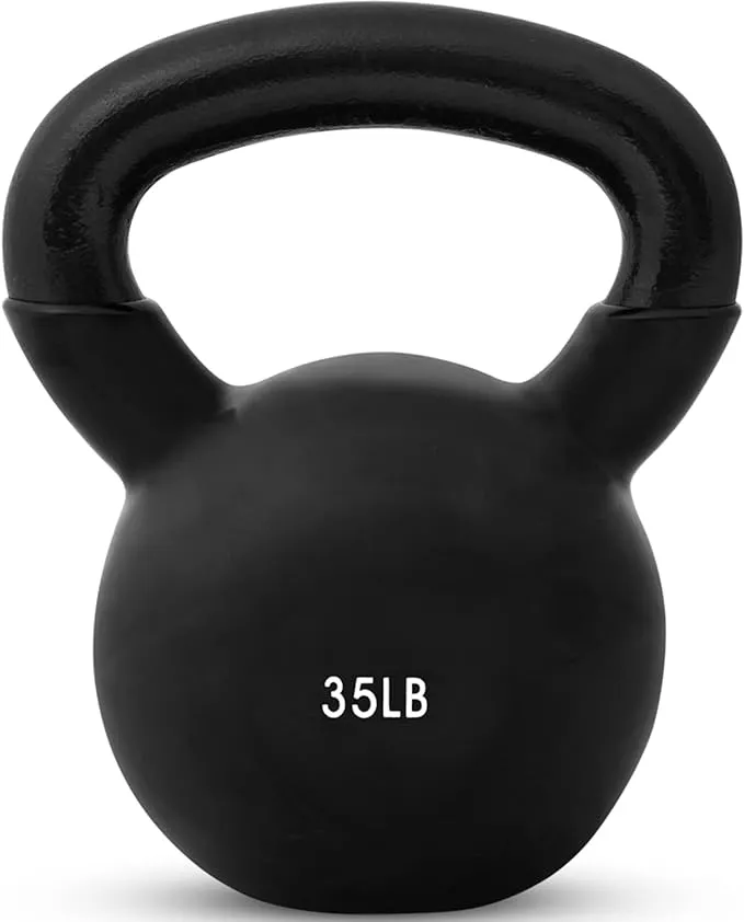 JFIT Kettlebell Weights Vinyl Coated Iron - 12 Size Options, 5lbs-50lbs - Coated for Floor and Equipment Protection, Noise Reduction, Ballistic, Core, Weight Training