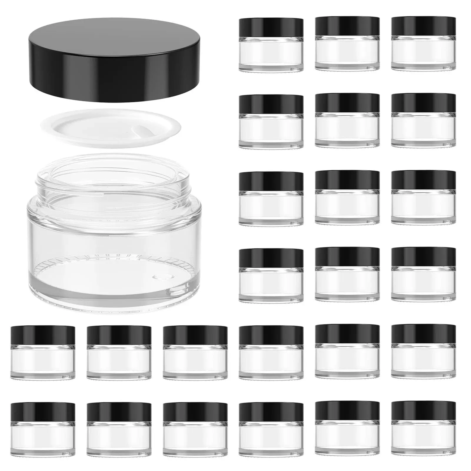 1oz Glass Jar with Lid, Hoa Kinh 40 Pack Clear Round Containers Cosmetic Glas...