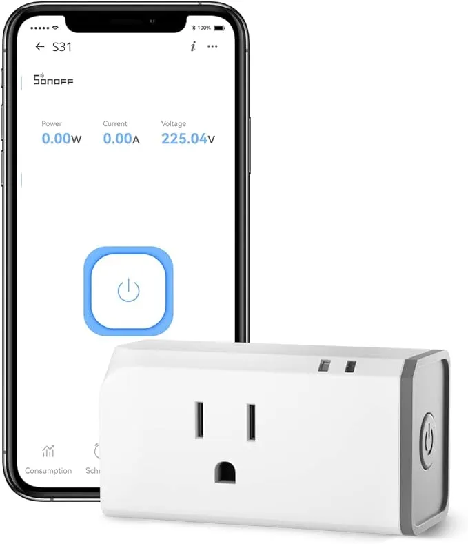 SONOFF S40 WiFi Smart Plug with Energy Monitoring, 15A Smart Outlet Socket ETL Certified, Work with Alexa & Google Home, IFTTT Supporting, 2.4Ghz WiFi Only.