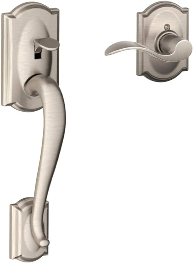 SCHLAGE Lock CO FE285CAM 619 Acc Satin Nickel Camelot Right Hand Handle Set