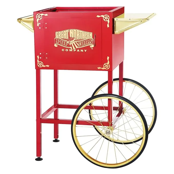 Popcorn Machine Cart Red Vintage Replacement Stand for 8 Ounce Poppers 2 Shelves Push