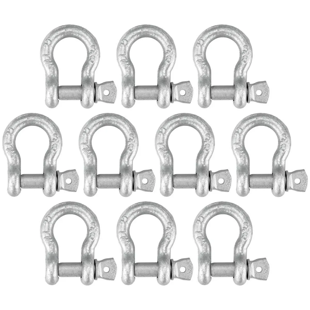 VULCAN Shackles with Screw Pins - Grade 43-3/8 Inch - 10 Pack - 4,000 Pound Safe Working Load