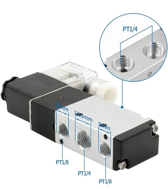 Baomain Solenoid Valve 4V210-08 DC 24V PT1/4 2 Position 5 Way 8 Space Manifold with Base Muffler Quick Fittings Set