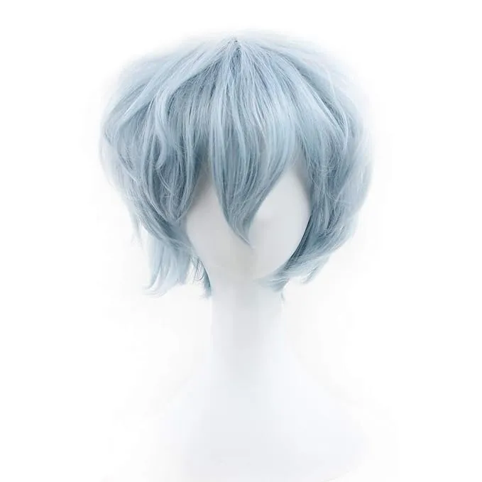 Man's Short sky blue Cosplay Wig for Move Fiber Hair Wig