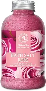 Rose Bath Salts 21.16 Oz - Natural Rosewood Oil & Rose Extract - Best for Relaxing - Good Sleep - Beauty - Bathing - Body care - Wellness - Relax - Aromatherapy - Spa - De-stress Bath Salts 600g