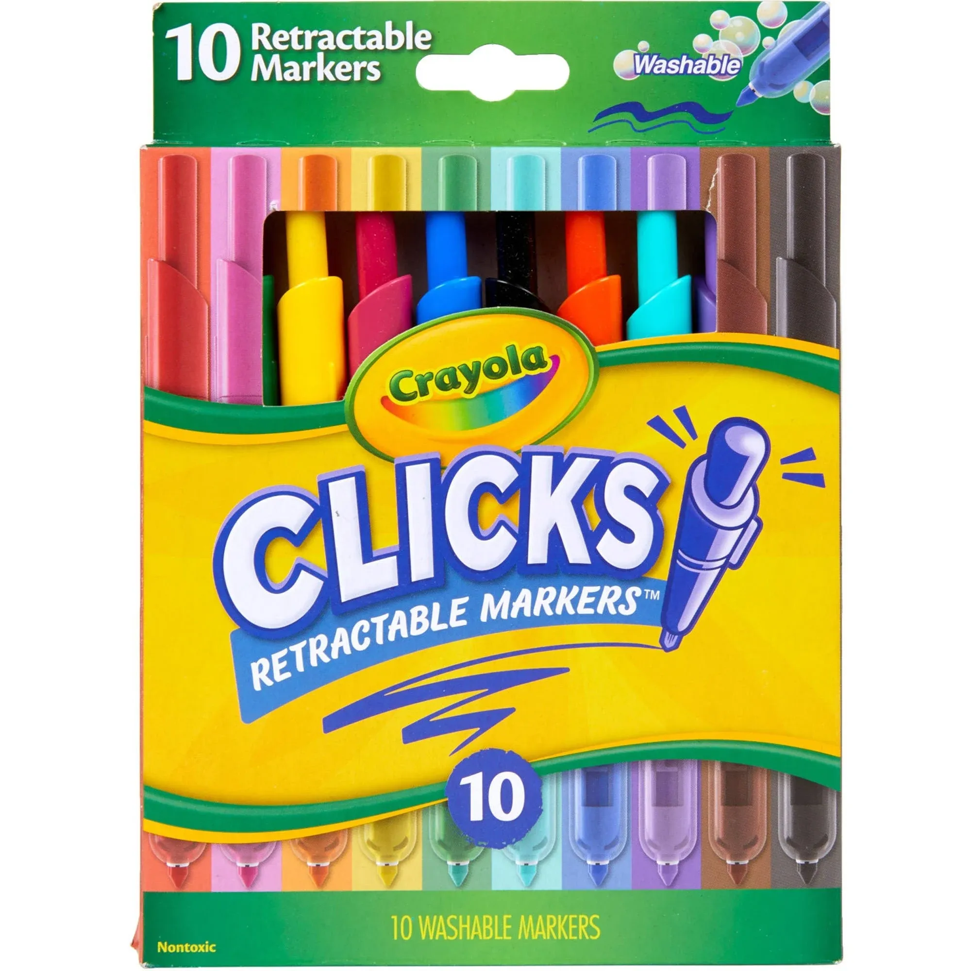 Crayola 10 Count Clickable Art Markers, School Supplies, Beginner Child