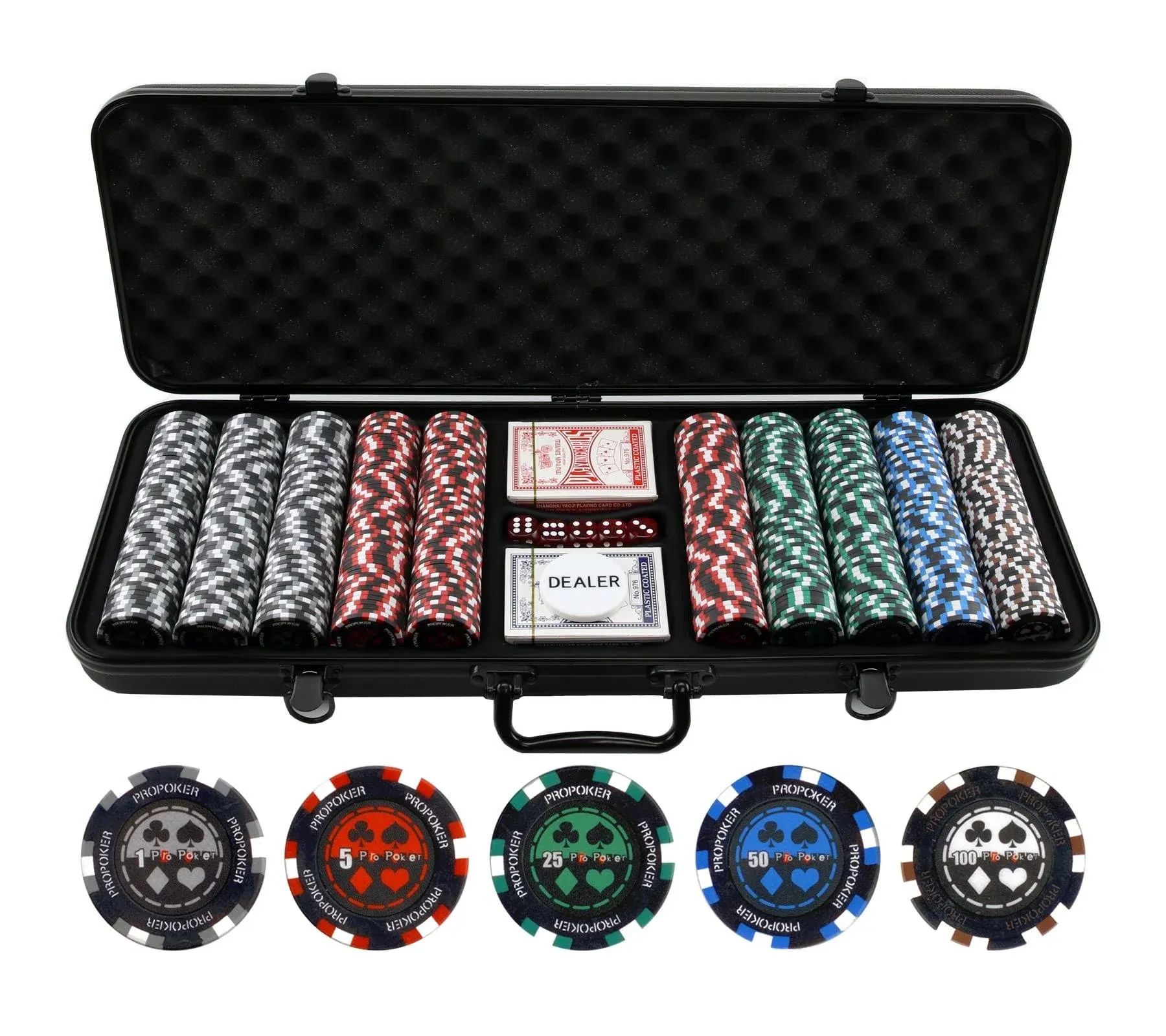 Versa Games 500 13.5g Pro Poker Clay Poker Chip Set - Casino Quality Clay Pok...