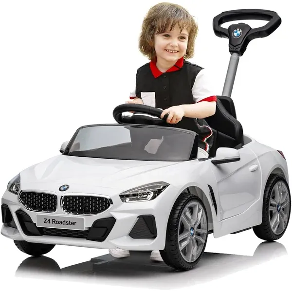 Push Ride-on Car for Toddlers 1-3, Licensed BMW Z4 Toddler Push Car with Adjustable Push Rod/Horn Music/Silent Wheel, Push Car for Baby Birthday Gift (White)