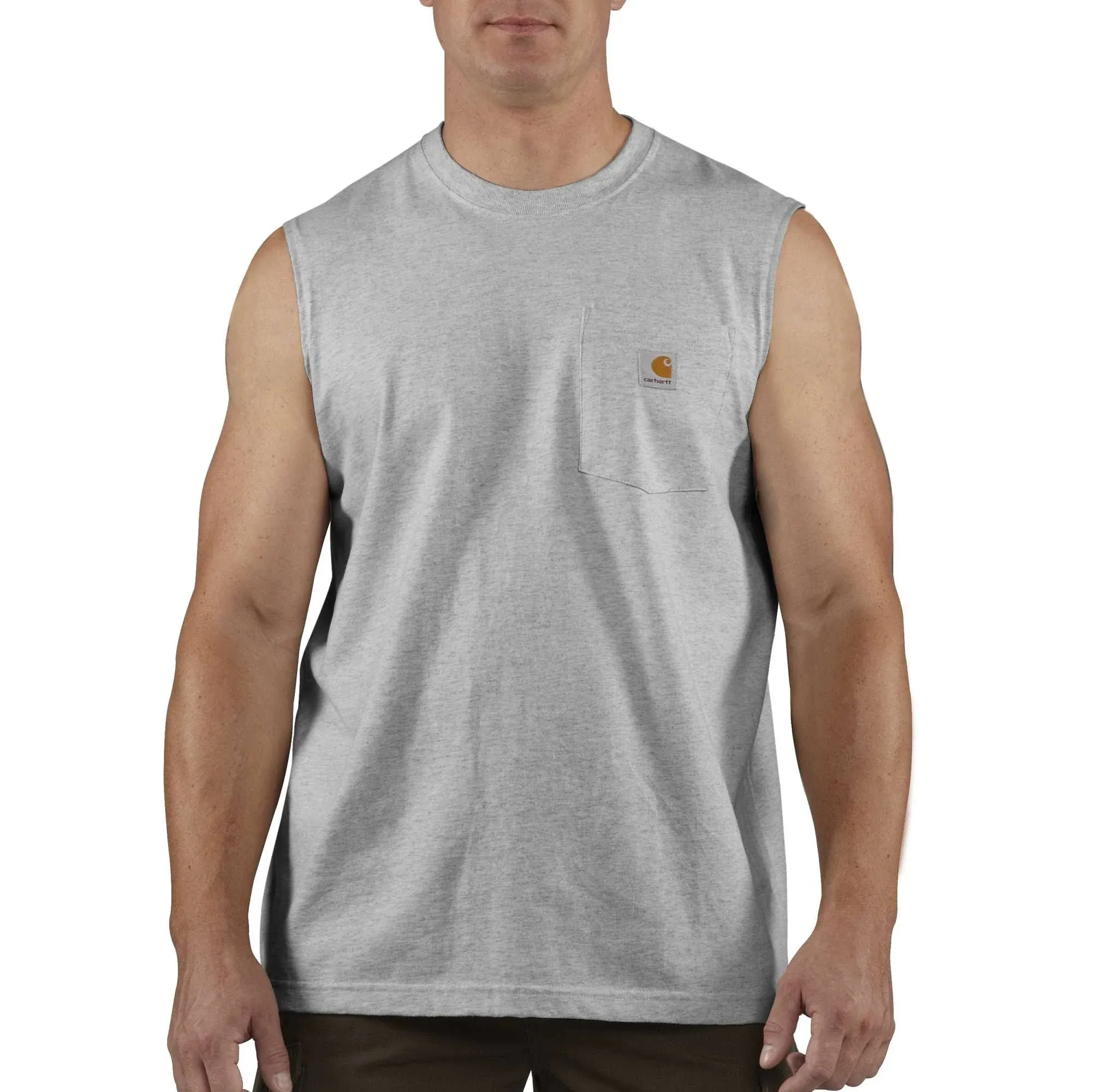 "Carhartt Shirts: Men's Heather Grey 100374 034 Workwear Pocket Sleeveless T-Shirt"