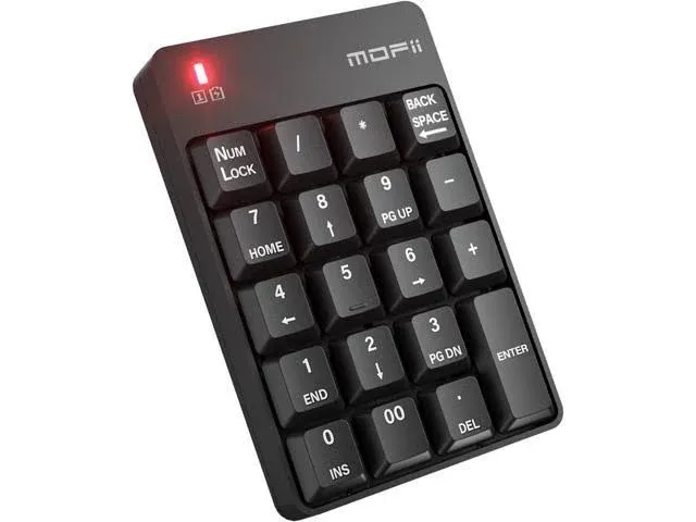 MOFII Bluetooth 5.1 Number Pad Wireless Numeric Keypad Silent 19 Keys USB Keypads, Portable Financial Accounting Numpad 10 Key for Laptop/Notebook/Surface Pro/PC - Black