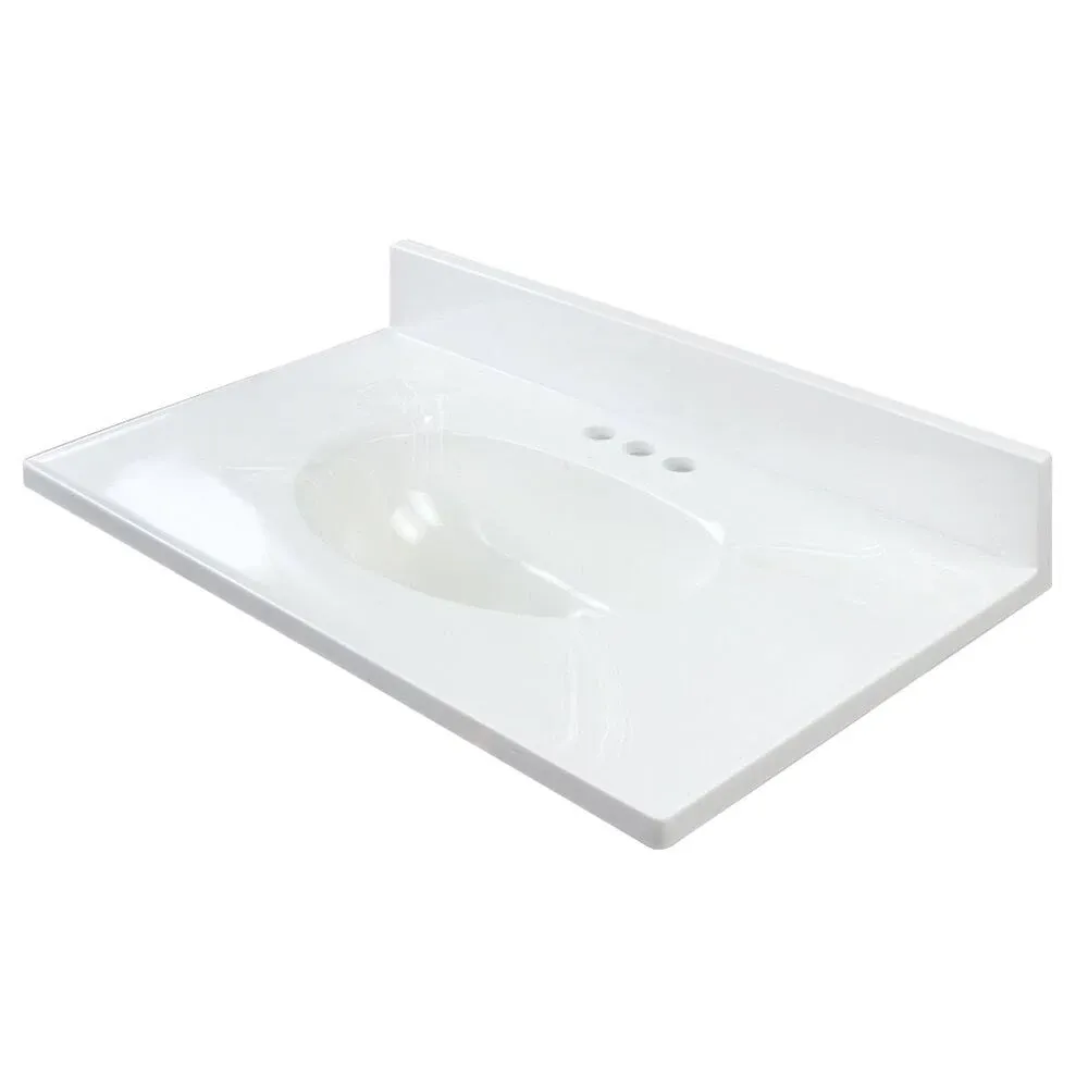 Transolid Cultured Marble 25-in x 19-in Vanity Top in White on White