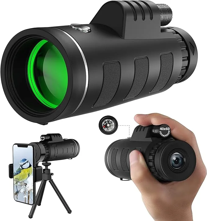 JiaSifu 40x60 High Definition Monocular Telescope with Smartphone Adapter