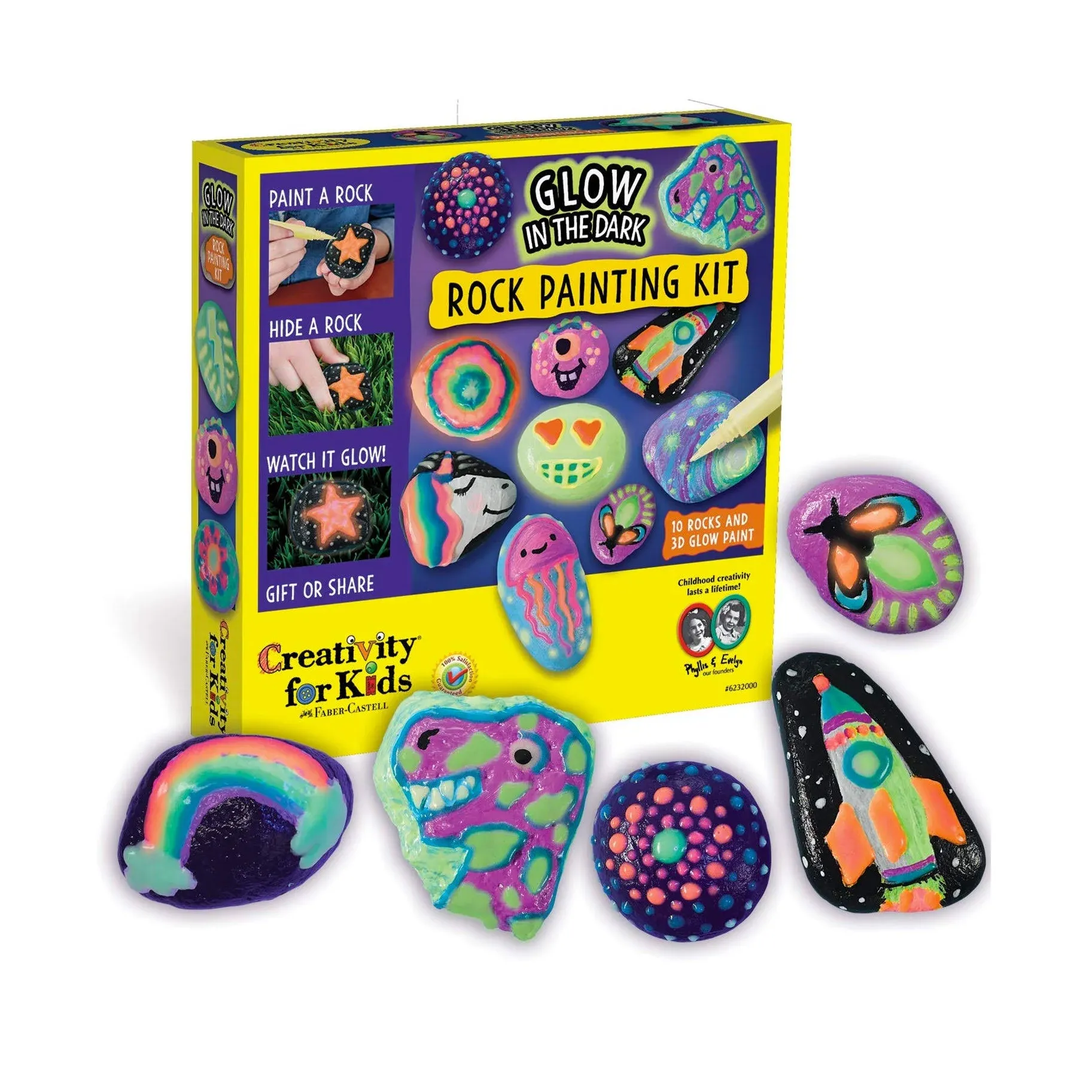 Dan&Darci Glow in the Dark Rock Painting Kit - Arts & Crafts Kits Gifts for Boys and Girls Ages 4-12