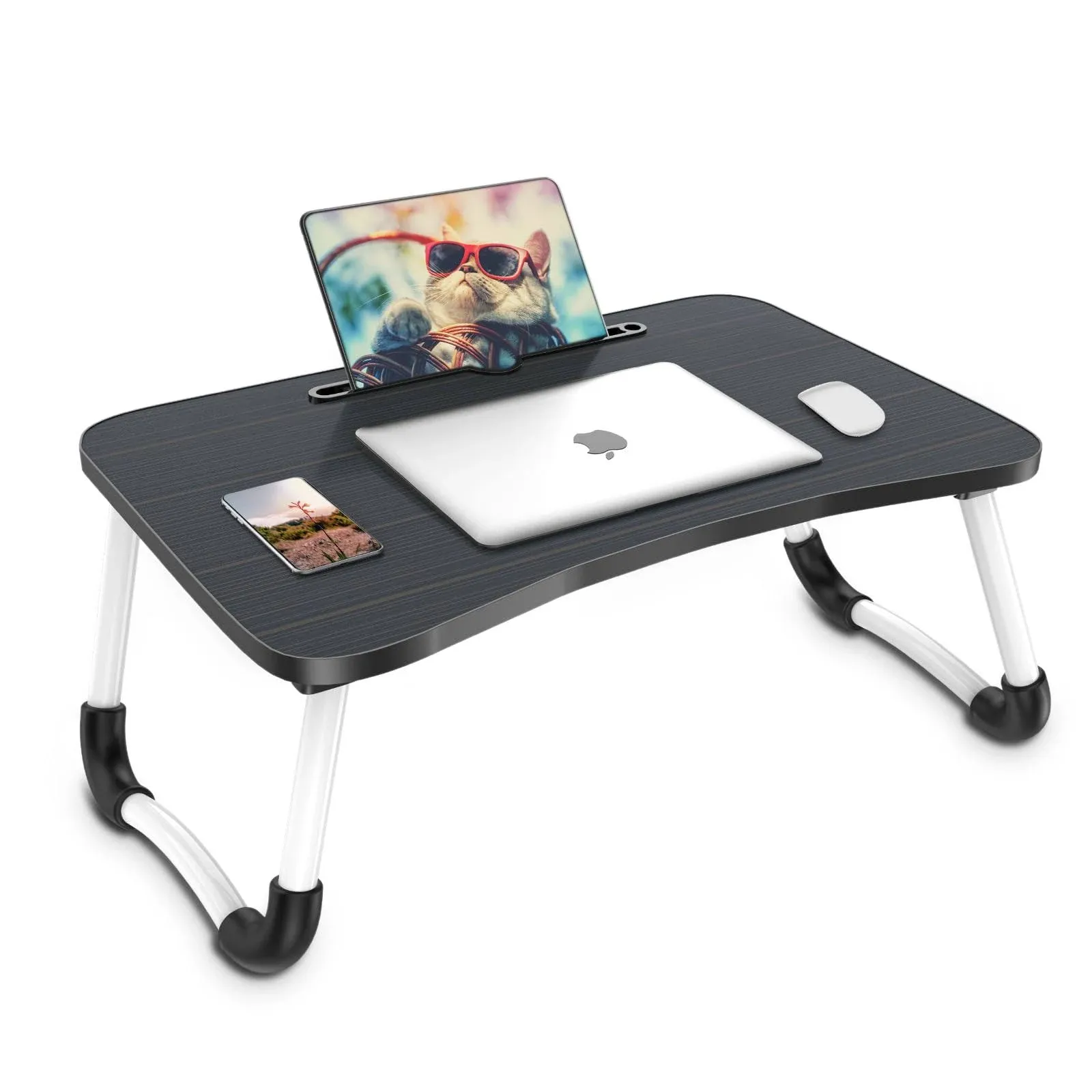 Zapuno Laptop Bed Desk, Foldable Laptop Tray Table with Tablet Slot, Lapdesk ...