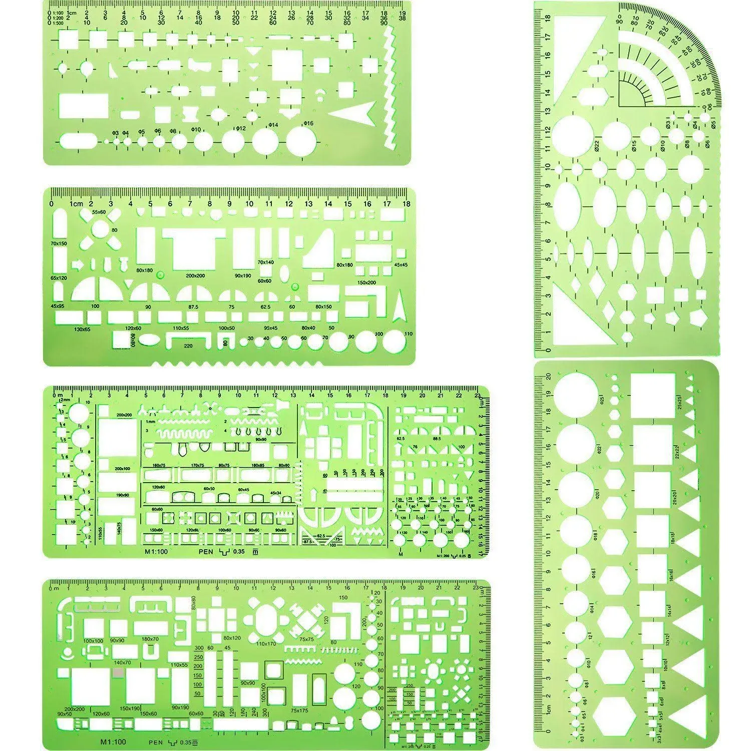 6 Pieces Plastic Measuring Templates Building Formwork Stencils Geometric 