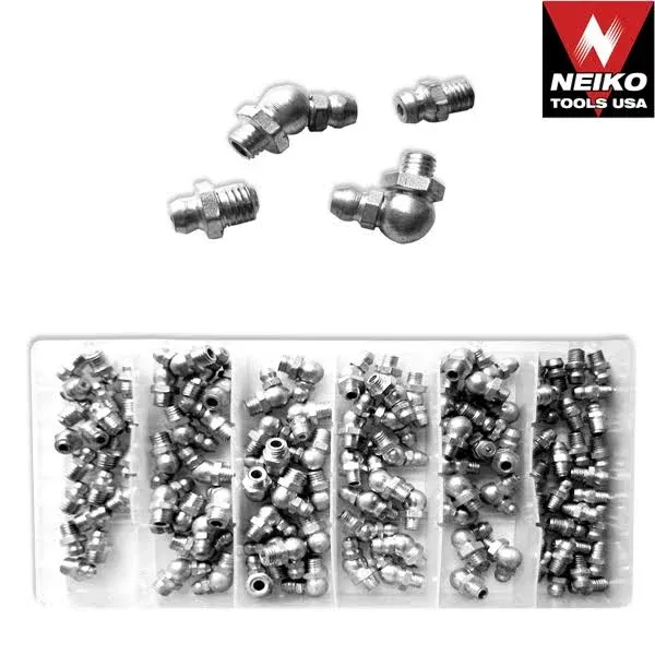 Neiko Hydraulic Grease Fitting 110-Piece Assortment Set, Size SAE