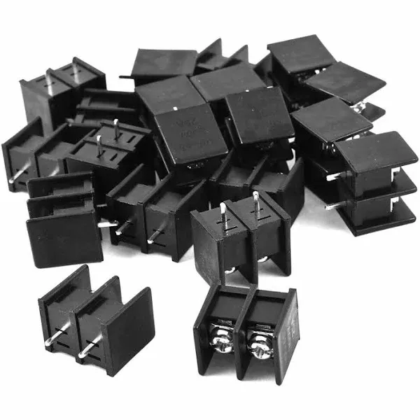 uxcell 20Pcs 300V 25A 10mm Pitch Pluggable Type 2-Position PCB Mounting Plastic Screw Terminal Block Connector Black for 22-12AWG