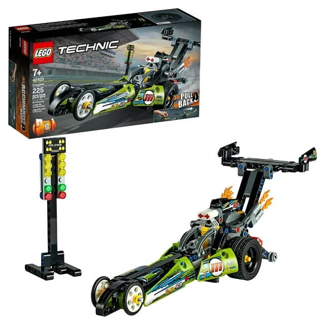 LEGO Technic Dragster 42103 Pull-Back Racing Toy Building Kit (225 Pieces)