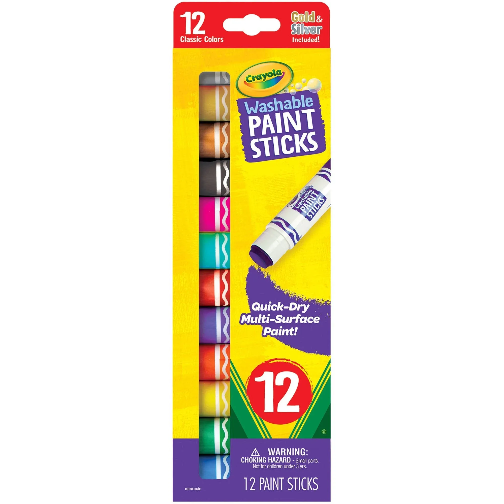 Washable Paint Sticks, No Water Required, Paint Set for Kids, Art Supplies, 6 Count