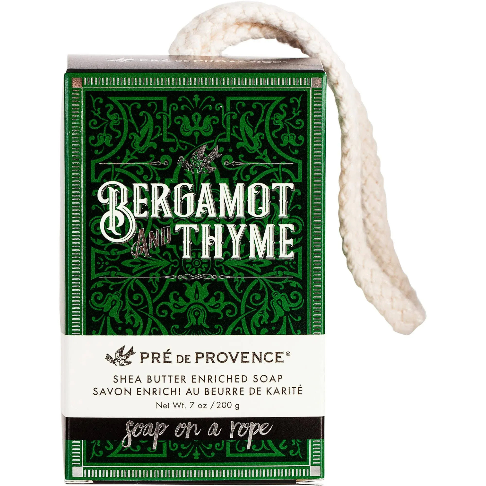 Pre de Provence Bergamot & Thyme Men's Fragrance Collection, Soap On A Rope, 200 G