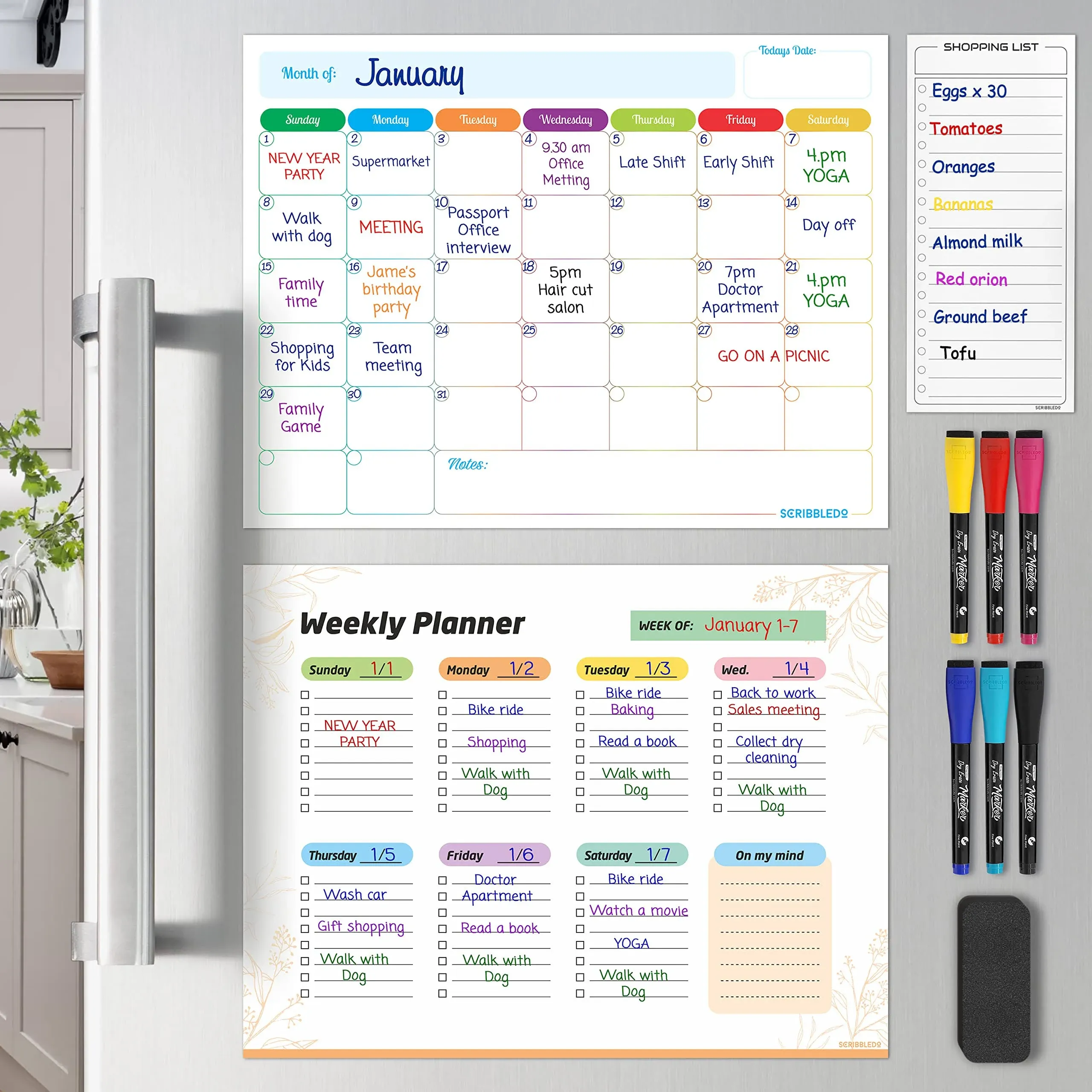 Monthly Planner Magnetic Whiteboard Refrigerator Calendar Dry Erase Weekly Plann