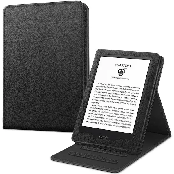 Fintie Flip Case for 6" Kindle 11th Generation 2024/2022 Release - Slim Fit Vertical Multi-Viewing Stand Cover with Auto Sleep/Wake for Kindle 2024/2022 11th Generation e-Reader, Black