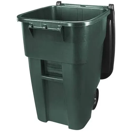 Rubbermaid Commercial Products BRUTE Rollout Heavy-Duty Wheeled Trash/Garbage Can, 50-Gallon, Dark Green, for Restaurants/Hospitals/Offices/Warehouses/Garage, Pack of 2