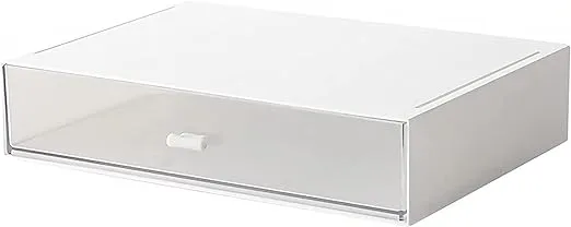 Desk Organizer with Storage Drawers Stackable , Plastic, White Great for Office School Home - 1drawers (White)